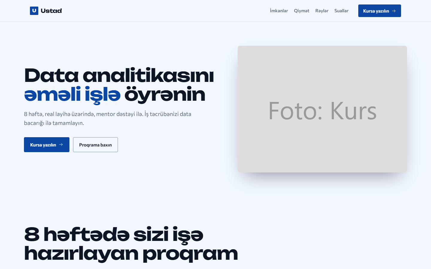 Ustad: praktik data analitikası kursu